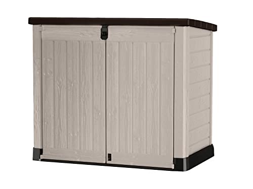 Keter 250001 Store It Out Pro Outdoor Storage Shed – Beige/Brown – 1200L Capacity – Dimensions: 145.5x82x123 cm – Ideal for Garden Tools and Wheelie Bins – Durable Weather-Resistant Resin