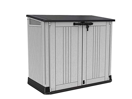 Keter 249317 Store It Out Nova Outdoor Garden Storage Shed – Light Grey with Dark Grey Lid – 880L Capacity – Dimensions: 132x71.5x113.5 cm – Ideal for Garden Tools, BBQs, and Wheelie Bins