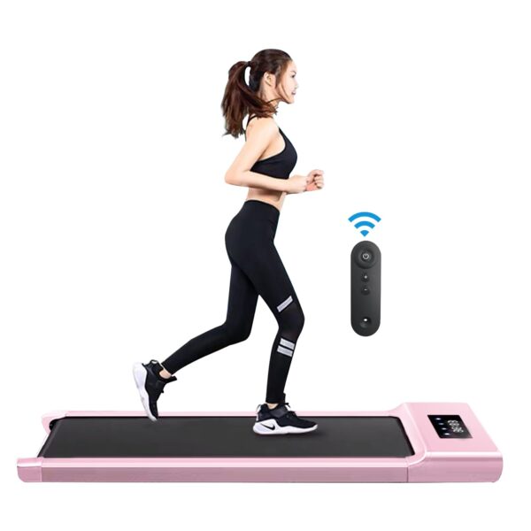Under Desk Treadmill with App & Remote Control Bluetooth Speaker Walking Running Pad Machine 1-12km/h Adjustable Speeds LED Display for Home or Office (Pink)