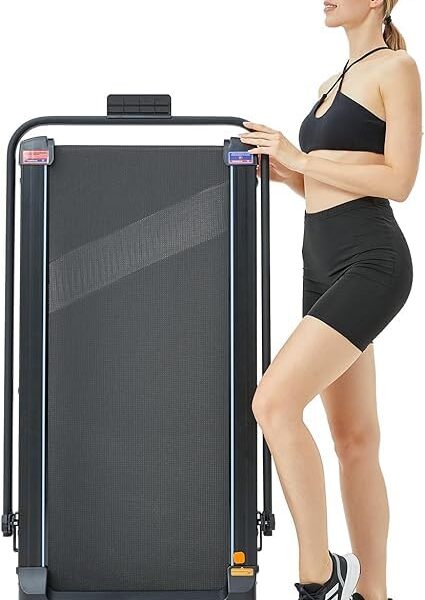 COSMO BUY Under Desk Walking Pad Treadmill With Handrail Running Folding Machine Portable Walking Pad Folding Jogging Electric Motorized For Home Gym Office Remote Control 1-10 KmH Speed