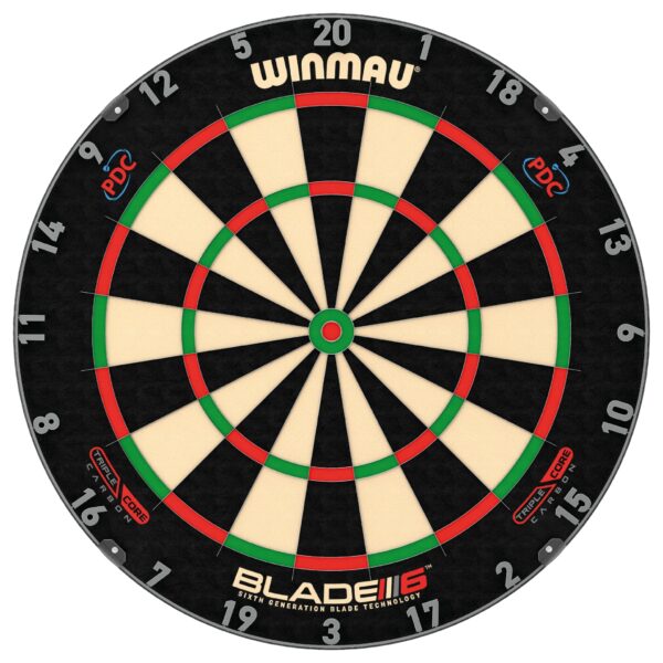 WINMAU Darts Blade 6 Triple Core Carbon Professional PDC Dartboard with Official tournament specifications | Endorsed by the PDC